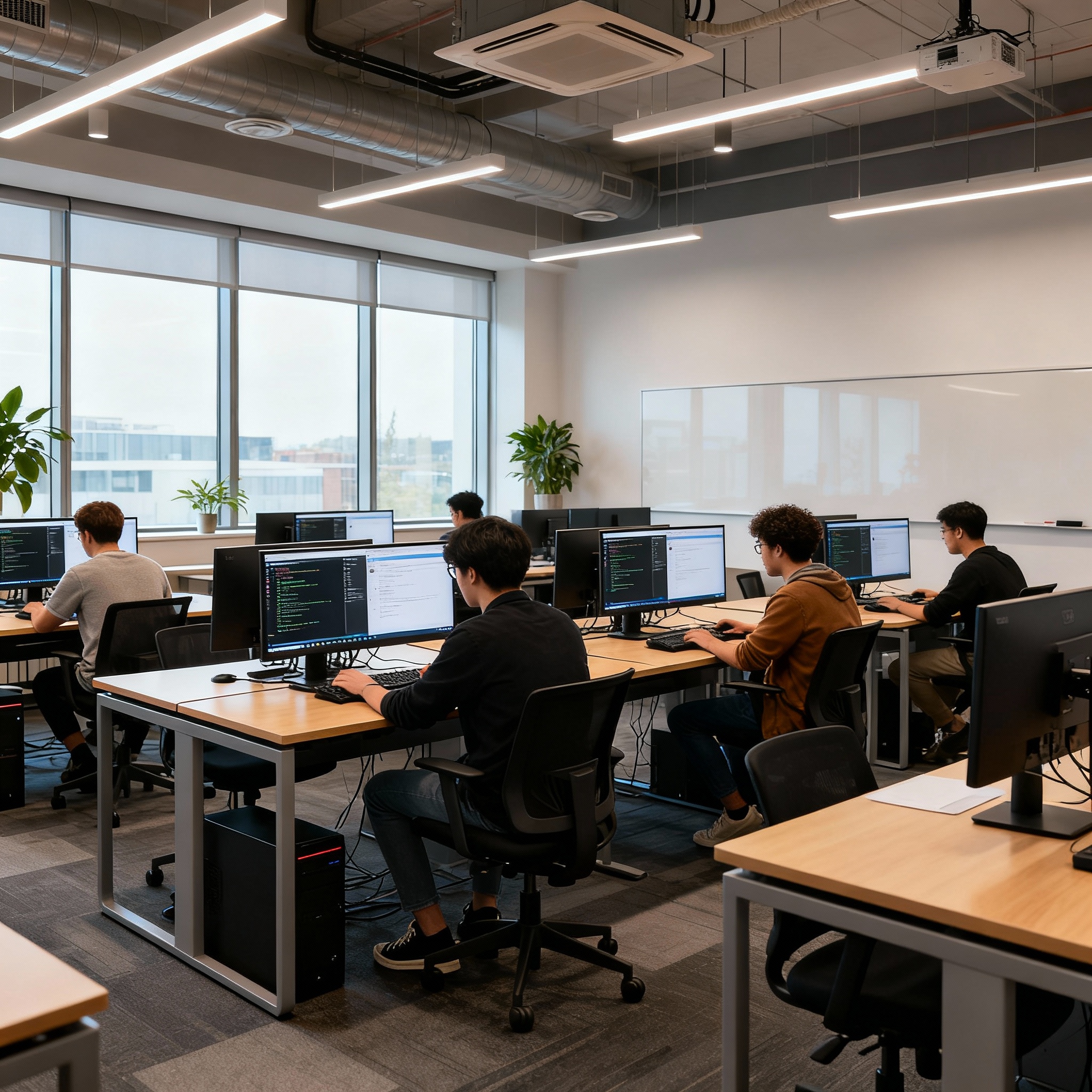 Estudiantes aprendiendo programación